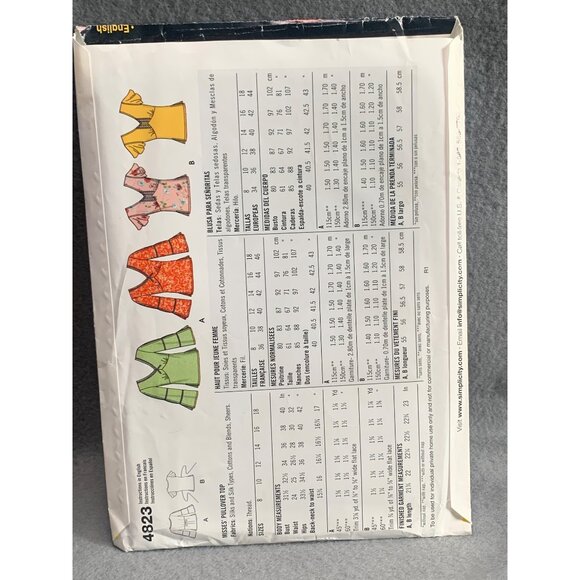 Simplicity 4823 Easy Sewing Pattern For Women's Tops Size 8-18 - uncut - Picture 2 of 2